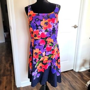 Adorne | Floral Print A-Line Dress